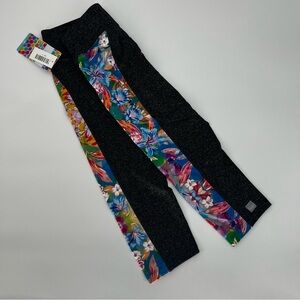 LuLaRoe Jade Workout Active Athletic  Exercise Crop Leggings Small Grey Floral